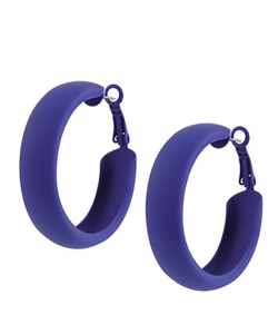 Trendy Round Matt Colorful Cuff Hoop Earrings EH700084 COBALT